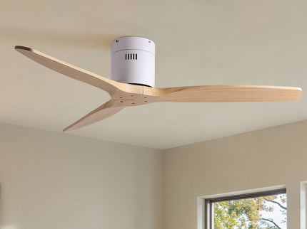 Low Profile Flush Ceiling Fan Without Light - Matte White / White