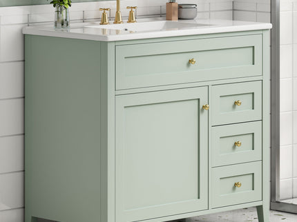 Bathroom Vanity With Sink, Cabinet With 3 Drawers And Adjustable Shelf