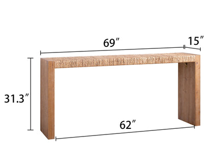 Console Table, Handwoven Top - Antique Natural / Natural