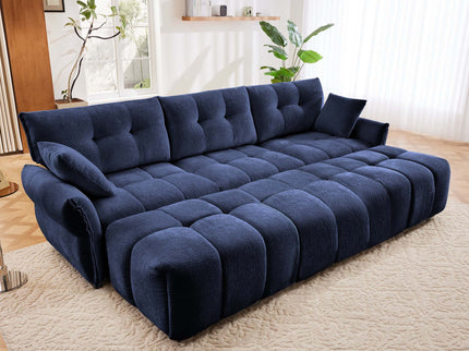 Sofa Set With Ottoman And Pillows, Textured, High Resilience Cushions