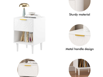 Nightstand With 1 Drawer And Open Shelf - White