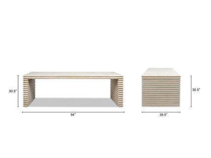 Veda - Geometric Waterfall Dining Table - White