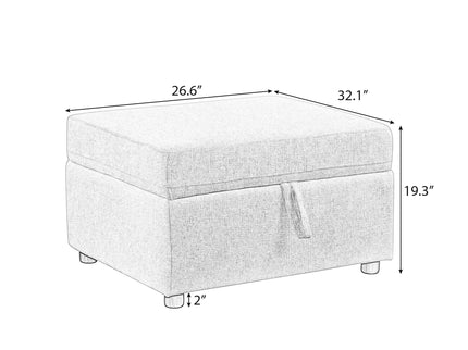 Movable Storage Ottoman Footrest For Living Room
