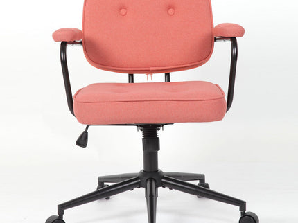 Button Mid Back Swivel Desk Chair With Curved Armrest - Pink