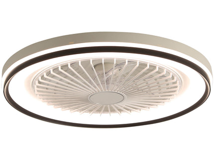 RGB Dimmable LED Enclosed Ceiling Fan With Light Flush Mount Bladeless, 6 Speed, Remote Control - White