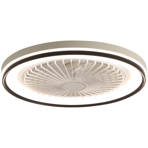 RGB Dimmable LED Enclosed Ceiling Fan With Light Flush Mount Bladeless, 6 Speed, Remote Control - White