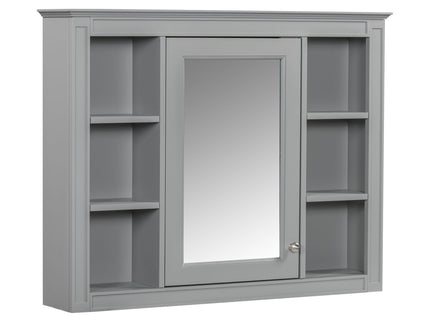 Wall Mounted Medicine Cabinet With Mirror, Storage Cabinet Featuring 6 Open Shelves And Adjustable Interior