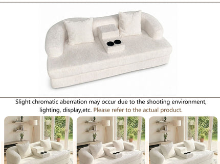 2 In 1 Convertible Sleeper Sofa Bed With Cup Holders