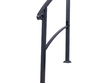 Handrails For Outdoor Steps, Fit 1 Or 3 Steps Outdoor Stair Railing, Flexible Front Porch Hand Rail, Transitional Handrails For Concrete Steps Or Wooden Stairs - Black