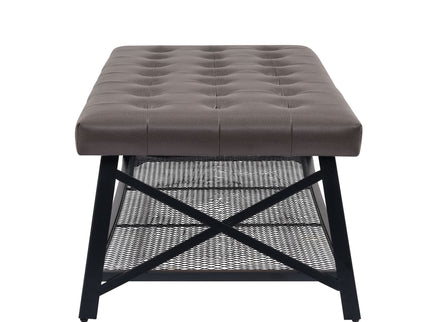 Upholstered Coffee Table With Rack - Dark Brown