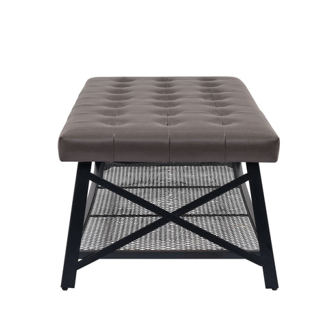 Upholstered Coffee Table With Rack - Dark Brown