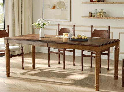Rectangular Dining Table With Framed Top And Turned Legs - Walnut