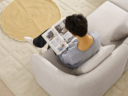 L-Shaped Modular Sectional Sofa With Ottoman, Living Room Furniture Set - Beige