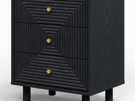 3 Drawer Nightstand - Black - Wood