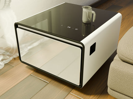 Modern Smart Side Table With Built-In Fridge, Wireless Charging, Temperature Control, Power Socket, USB Ports, Outlet Protection, Induction Light