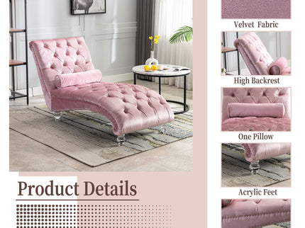 Chaise Lounge Indoor, Button Tufted Upholstered Chaise Lounge Chair With Pillow