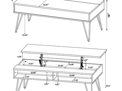 2 Piece Lift Top Coffee And End Table Set With Hairpin Legs - Golden Oak
