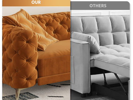 3 In 1 Convertible Sleeper, Deep Seat Pull Out Sofa Bed, Button Tufted