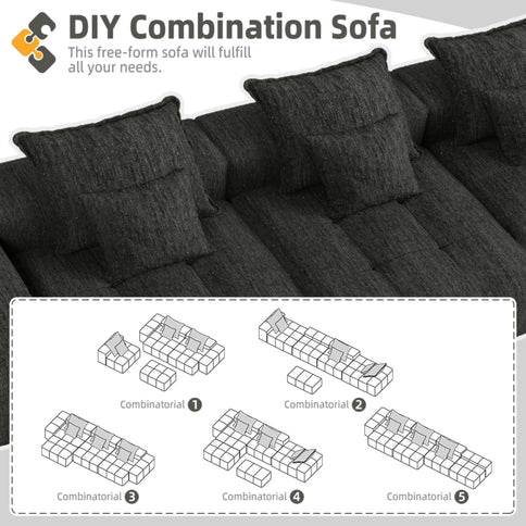 Modern Oversized Diy Combination, Modular Sectional Sofa With Pillows