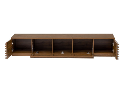 TV Stand For TVs, Entertainment Center With Cable Management And Soft Closing Hinges - Walnut
