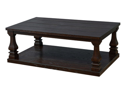 Rectangular Coffee Table With Open Storage Shelf For Living Room - Espresso