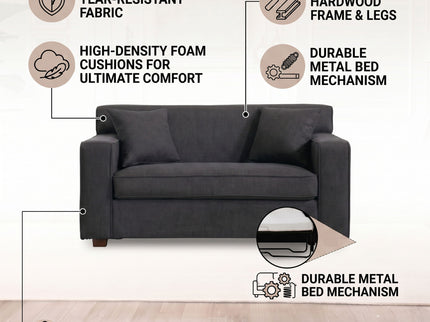 2 In 1 Lounge Chair With 4" Mattress & 2 Throw Pillows - Gray