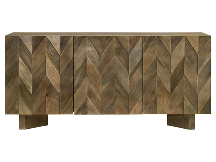 Roman - 3 Door Server With Chevron Design - Brown