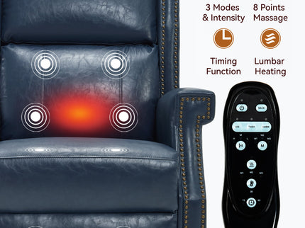 Manual Recliner Chair With Heavy Duty Motion Mechanism, 8 Vibrating Nodes And 3 Massage Modes For Living Room