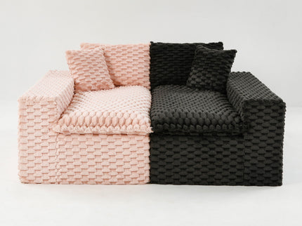 Multifunctional Sofa Pink Black, Fits 4 People