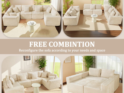 Modular U Shaped Sectional Sofa With Reversible Design