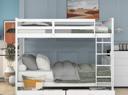 Bunk Bed With Ladders And 2 Storage Drawers