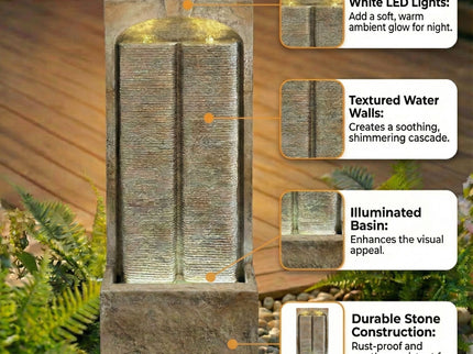 Modern Outdoor Water Fountain With LED Lights