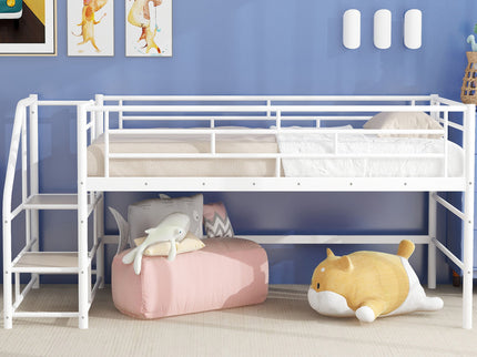 Loft Bed With Storage Stairs And Metal Frame