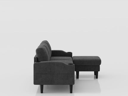 3 Seater Convertible Combination L Shaped Sofa With Footstools With Storage