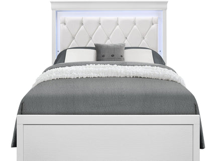 Shaker - 5 Pieces Bedroom Set With Crystal Inspired Tufted Headboard And LED Lighting