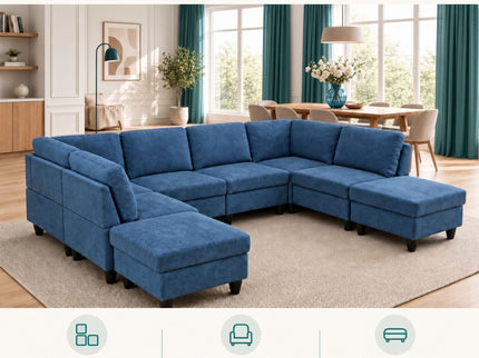 8 Piece Modular U - Shape Sectional Sofa