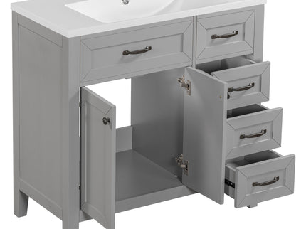 Modern Bathroom Vanity With Sink, Freestanding With Drawers And Doors