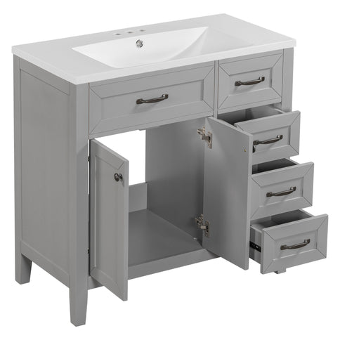 Modern Bathroom Vanity With Sink, Freestanding With Drawers And Doors