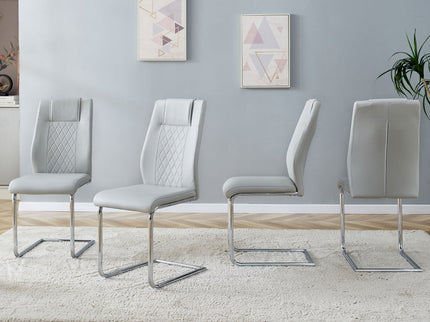 Modern Dining Chairs With Padded Seat, Metal Legs