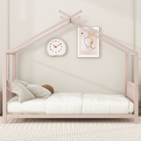 Metal House Platform Bed With Modern Design And Durable Frame