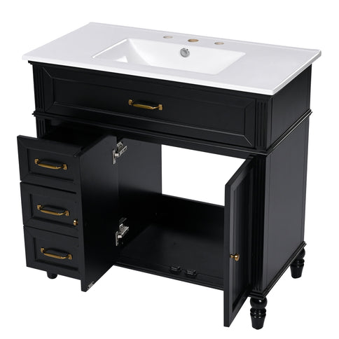 Bathroom Vanity With Sink, Freestanding Cabinet & Drawers