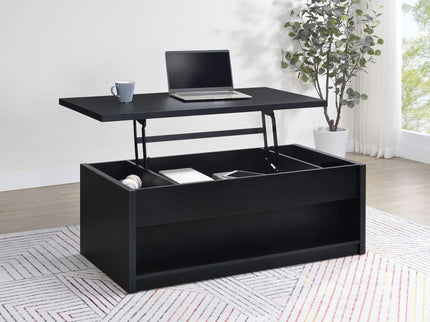 Canyon - Lift Top Table With Dual Drawers Storage Solution - Black