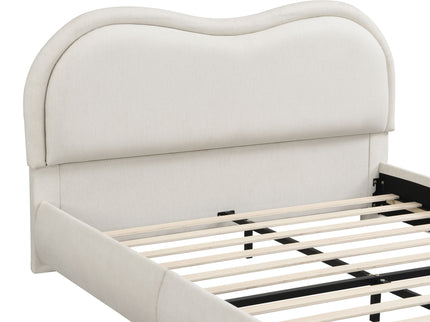 Upholstered Platform Bed Frame With Curved Headboard