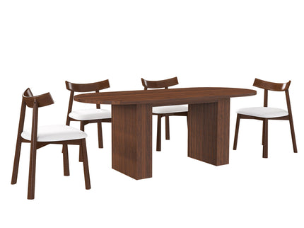Oval Dining Table Set For 6 With 4 Chairs - Walnut