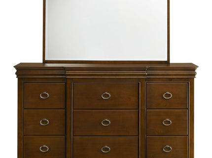 Leonide - 9 Drawer Dresser With Mirror - Cherry