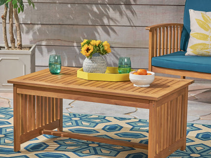 Acacia Wood Rectangular Patio Coffee Table For Outside