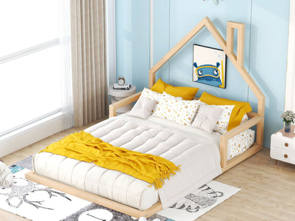 Elegant Floor Bed With House Shaped Headboard