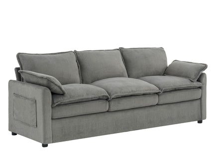 Modern 3 Seater Sofa With Side Storage Pockets For Living Room