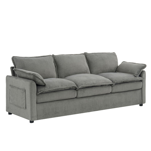 Modern 3 Seater Sofa With Side Storage Pockets For Living Room