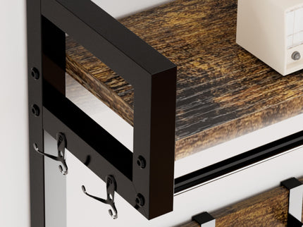 Hall Tree With 2 Movable Drawers, Shoe Storage, Shelves, Garment Racks, And 23 Hooks For Entryway - Rustic Brown